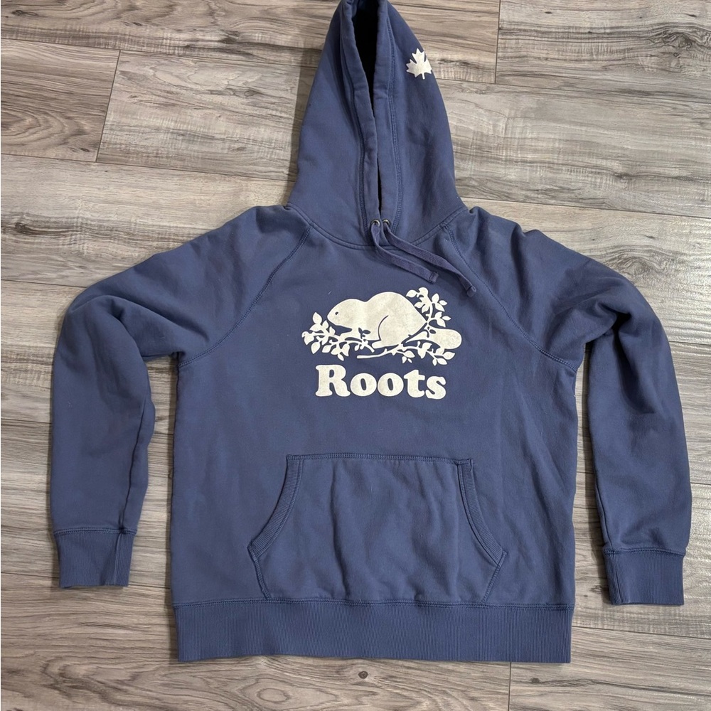 3/$25 Roots Vintage Indigo Hoodie with White Logo